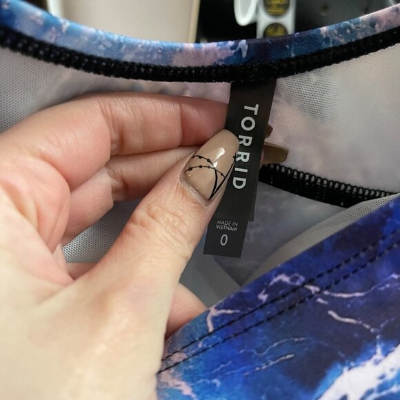 Torrid Womens NWT Ocean Wave Active Wireless Scoop Back One Piece Swimsuit Large - Picture 3 of 10